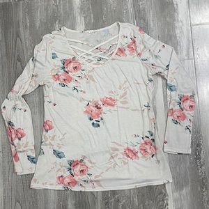 White Floral Long Sleeve Top